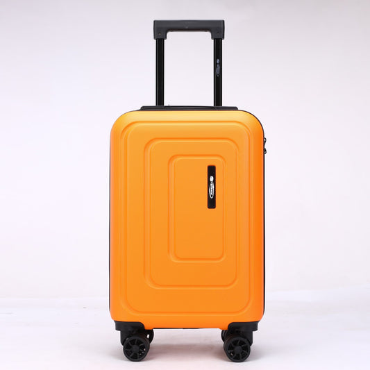 Bagaglio a mano rigido con robusto carrello interno telescopico alzato e 4 ruote girevoli.