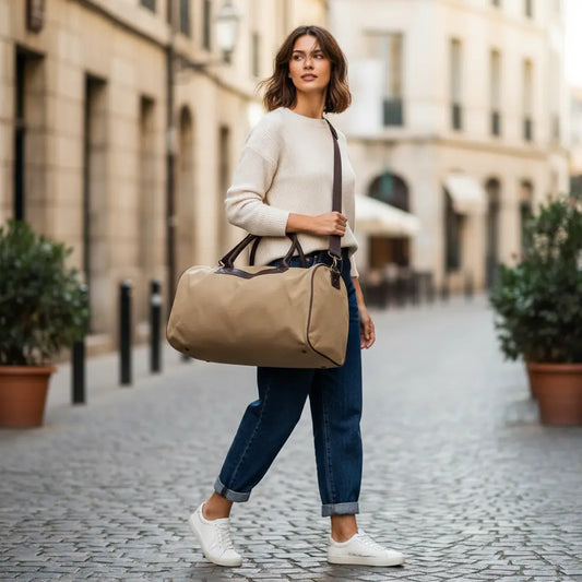 Borsone donna in canvas elegante con tracolla regolabile per viaggi e weekend