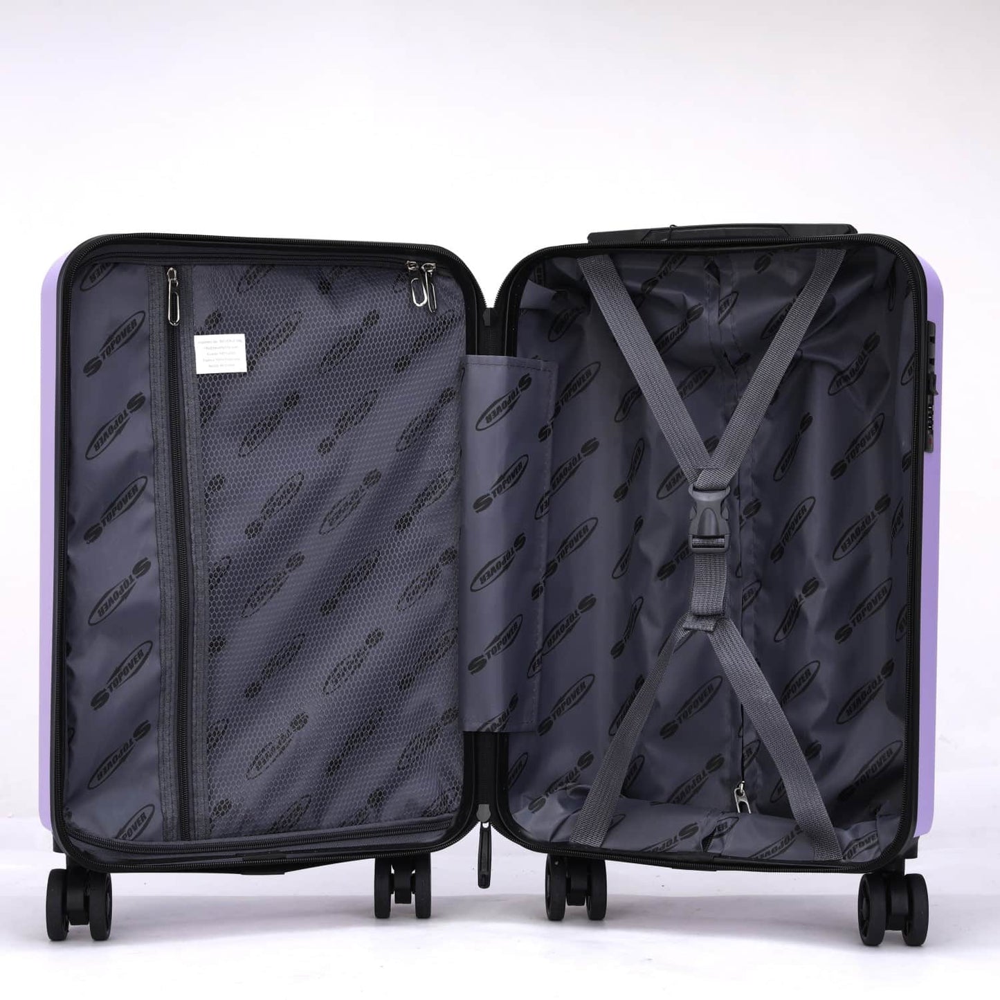 Schema delle dimensioni del trolley da cabina in ABS: altezza 54 cm, misure ottimizzate per cappelliere e stive.