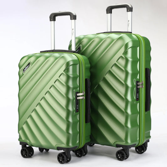 Vista laterale del set trolley rigidi con design moderno e compatto