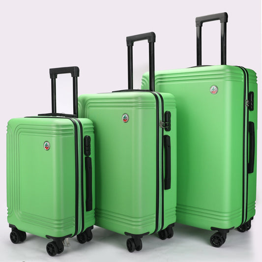 Vista frontale dei trolley ABS Stopover che mostra il design elegante nelle tre misure