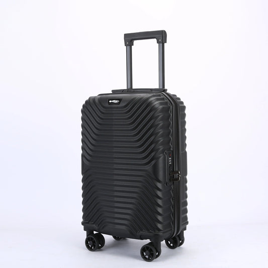 Vista laterale del trolley cabina rigido ABS, design elegante e pratico