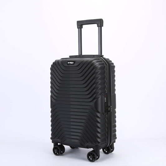 Vista laterale del trolley cabina rigido ABS, design elegante e pratico