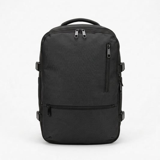 Zaino bagaglio a mano colore nero 43x29 cm espandibile per Ryanair e EasyJet con scomparto PC.