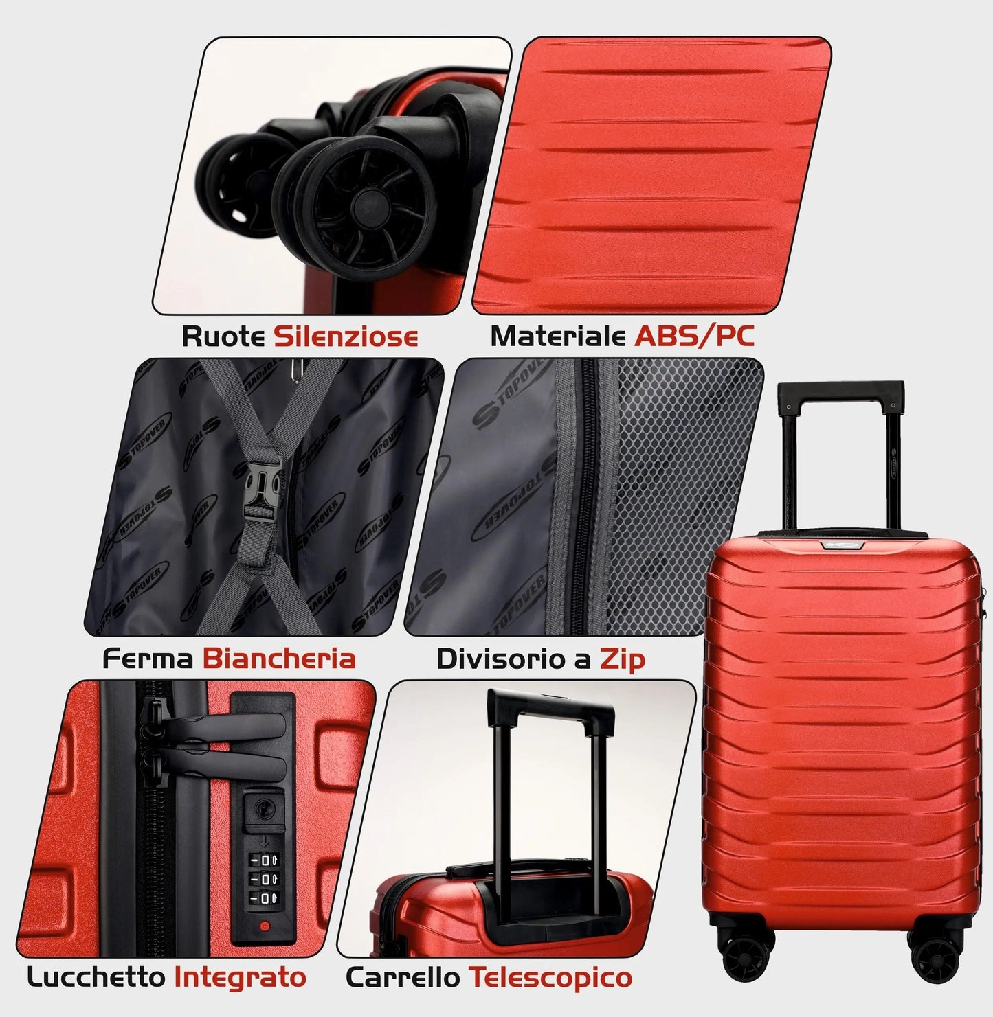 Trolley Cabina Bagaglio a Mano Rigido in ABS/PC