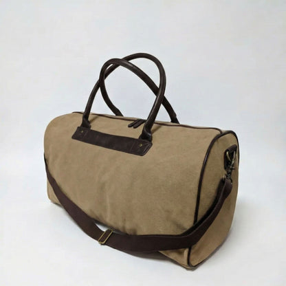 Borsone da viaggio in canvas resistente da 56 cm, borsa weekend morbida e capiente dotata di doppi manici e tracolla regolabile