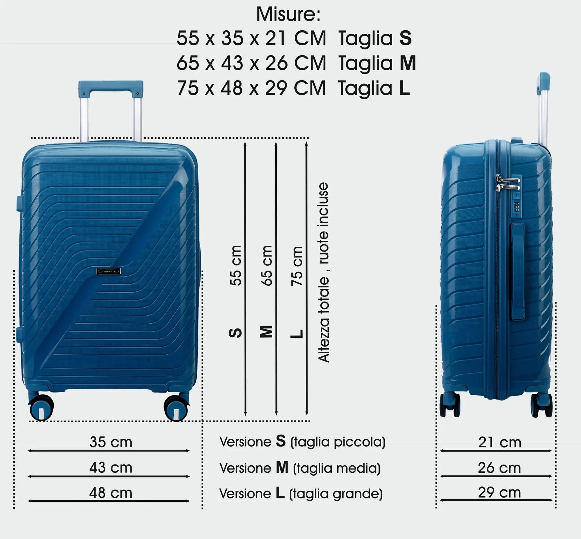 Set trolley rigidi Stopover in polipropilene ultra resistente, con carrello telescopico, chiusura a tripla combinazione e interno organizzato.