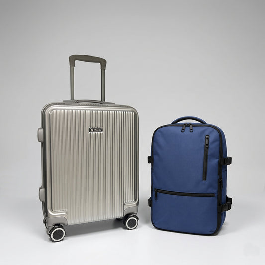 Bundle Viaggio Completo – Trolley Cabina 55x40x20 cm + Zaino Espandibile 43x29x16(+5) cm