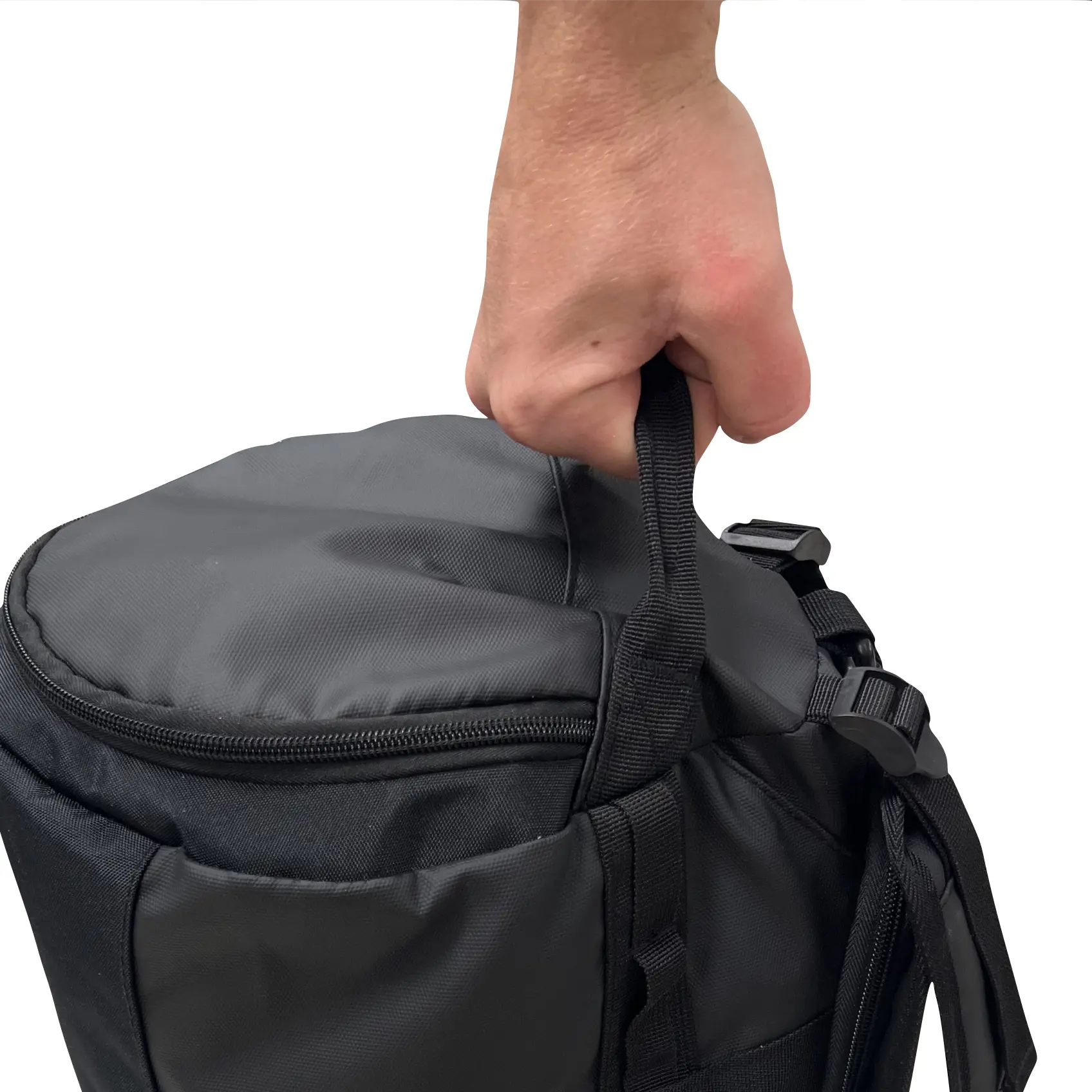 Borsone da uomo con tracolla convertibile, ideale per viaggi e palestra, vista manico.