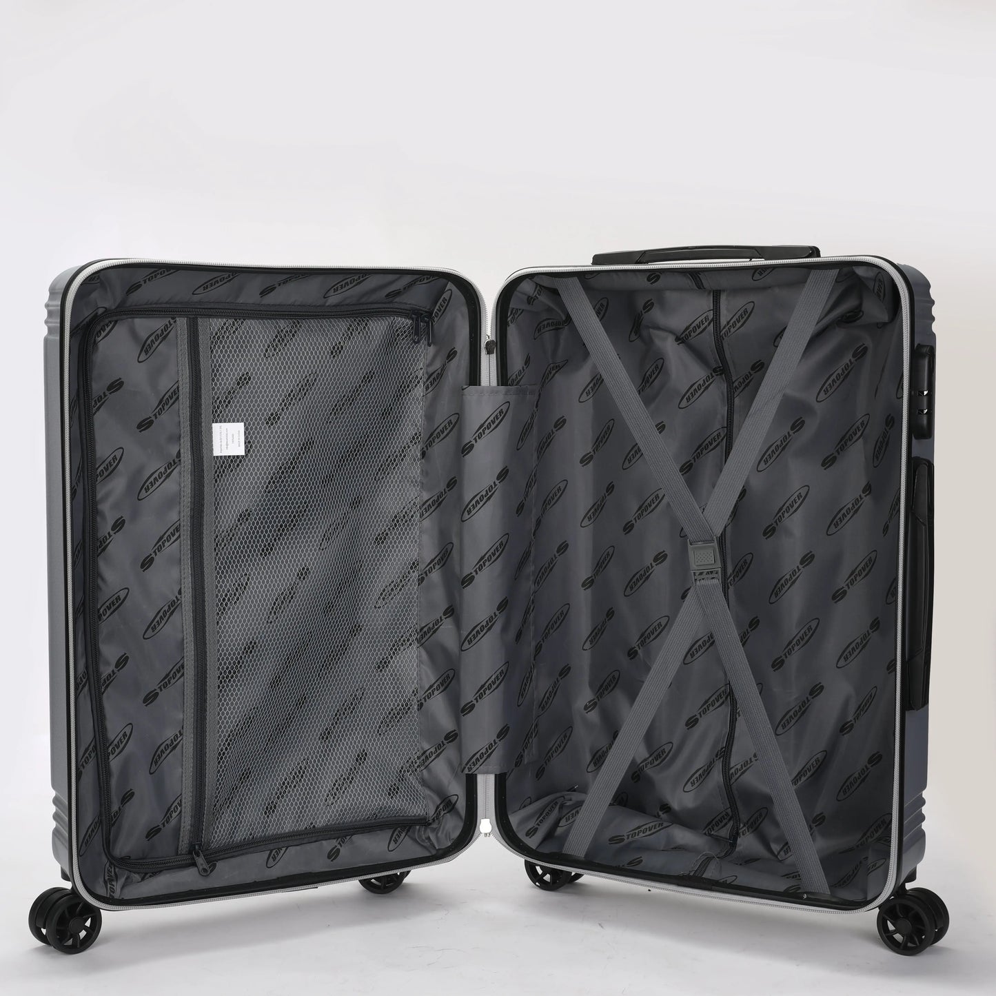 Interno foderato del trolley 75cm con elastici ferma biancheria e divisorio con zip