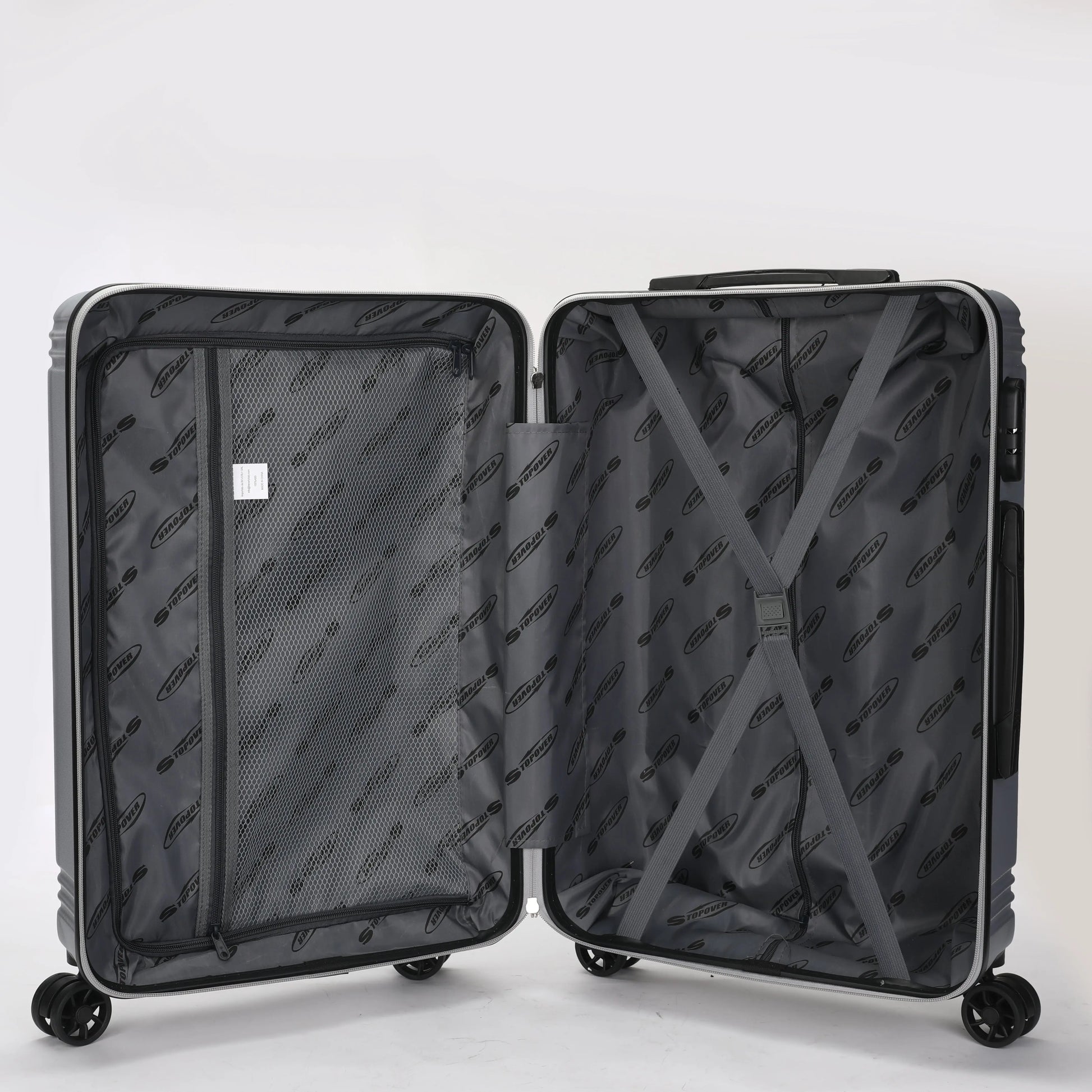 Interno foderato del trolley 75cm con elastici ferma biancheria e divisorio con zip