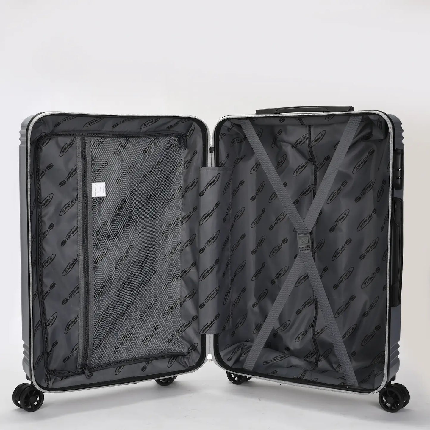 Interno foderato del trolley 75cm con elastici ferma biancheria e divisorio con zip
