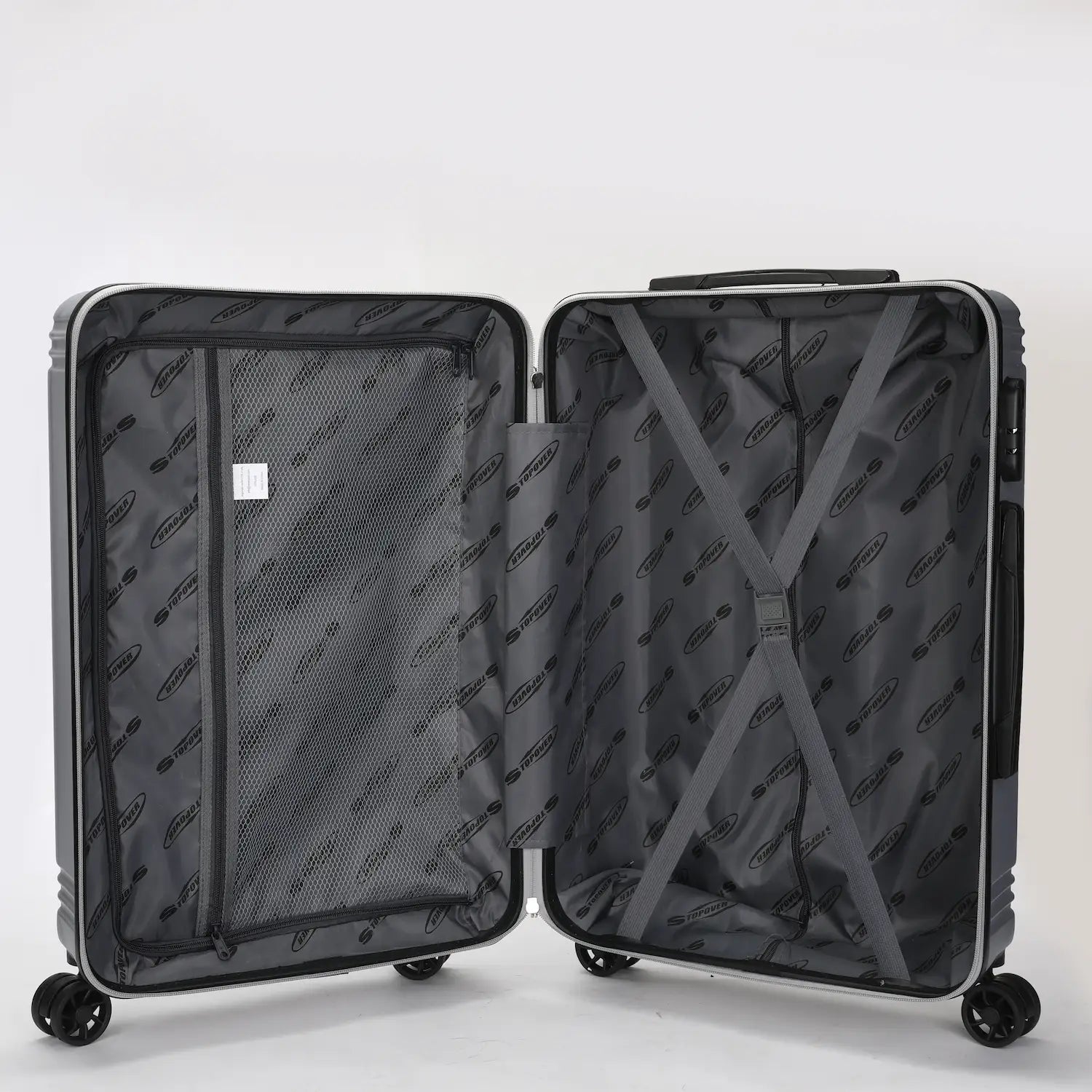 Interno foderato del trolley 75cm con elastici ferma biancheria e divisorio con zip