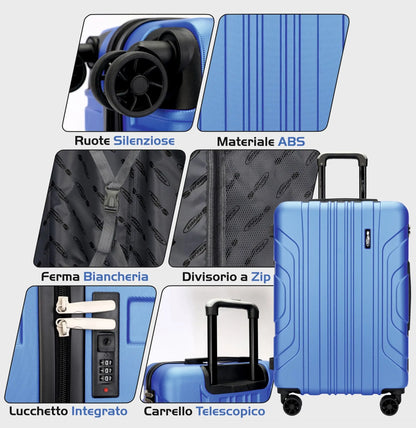 Interno organizzato del trolley rigido Stopover con ruote girevoli a 360 gradi e design moderno