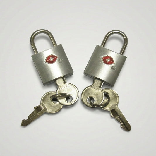 Set di 2 lucchetti TSA in metallo con apertura a chiave, formato compatto da 39 mm per la sicurezza dei bagagli in viaggio.