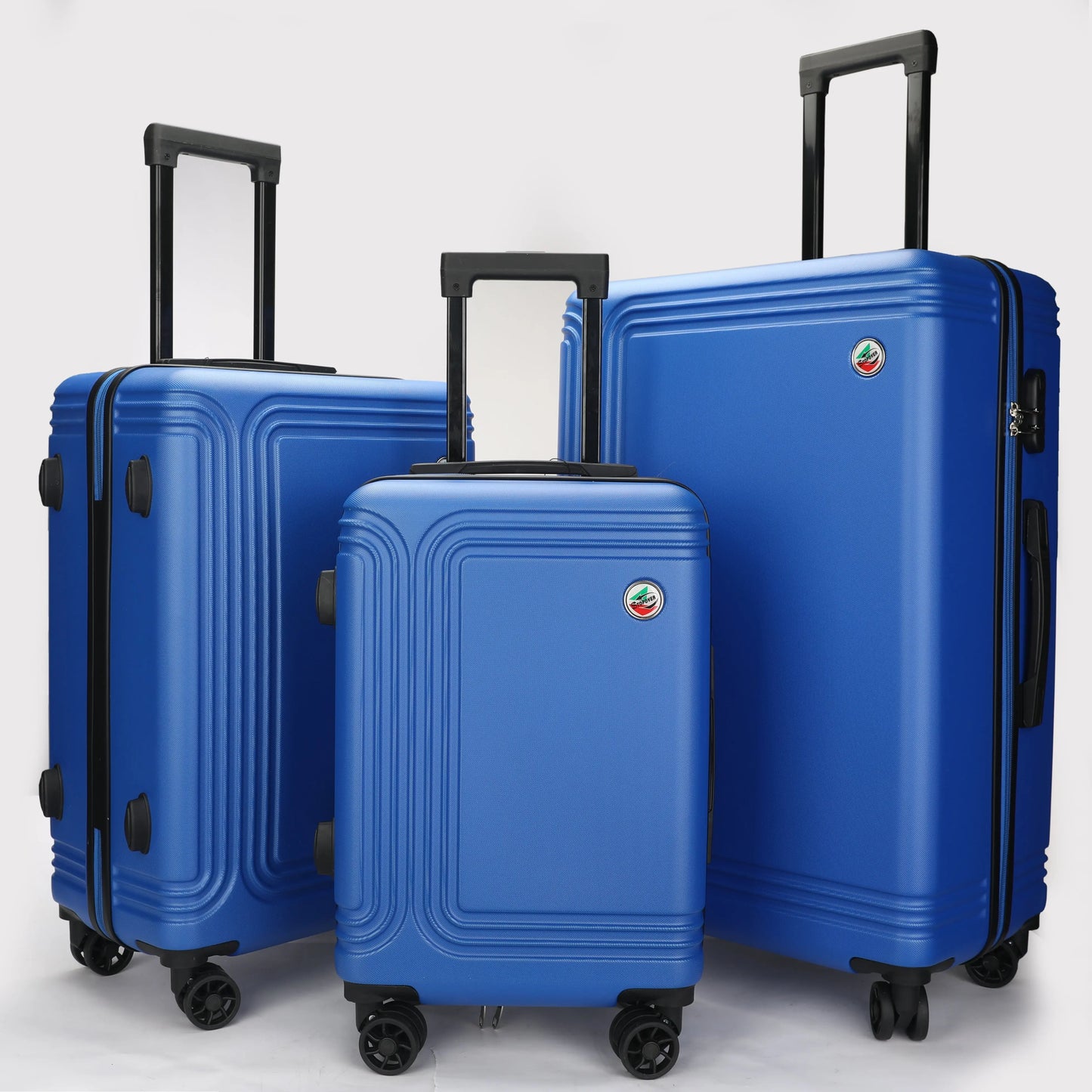 Set 3 trolley ABS Stopover rigidi nelle misure 75cm, 65cm e 55cm con ruote girevoli colore blu