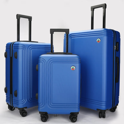 Set 3 trolley ABS Stopover rigidi nelle misure 75cm, 65cm e 55cm con ruote girevoli colore blu