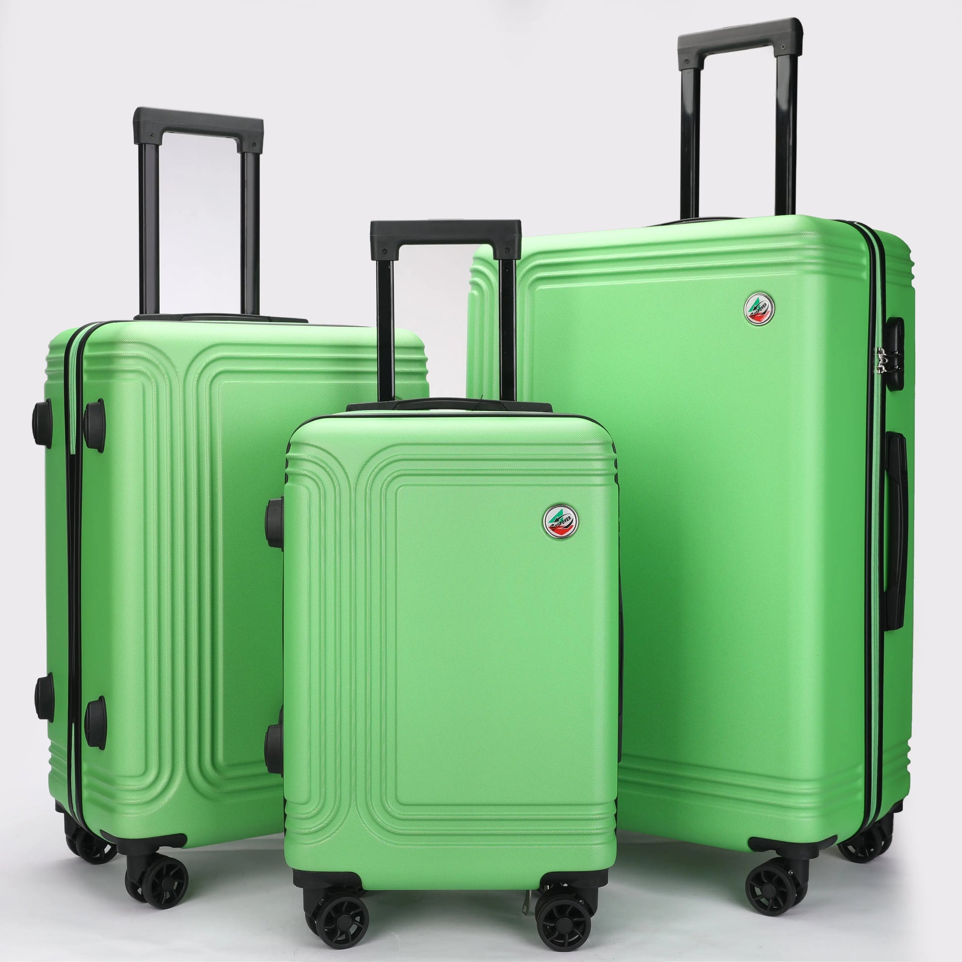 Set 3 trolley ABS Stopover rigidi nelle misure 75cm, 65cm e 55cm con ruote girevoli colore verde