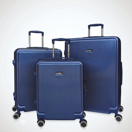 Set 3 trolley ABS+PC visti frontalmente, leggeri e resistenti