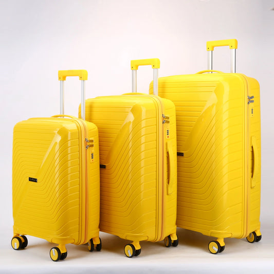 Set 3 trolley rigidi polipropilene PP leggeri resistenti sicuri valigie da viaggio