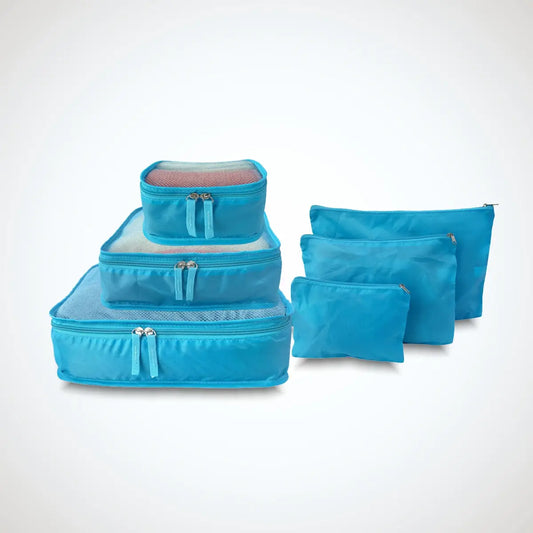 Set organizer da viaggio 6 pezzi con 3 scatole e 3 bustine, ideale per valigie
