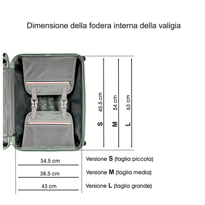 Set 3 trolley rigidi Stopover in polipropilene ultra resistente Dimensione della fodera interna della valigia
