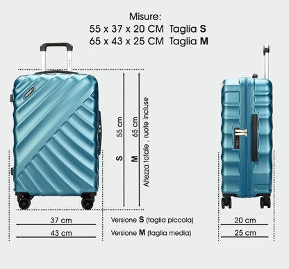 Set trolley rigidi Stopover in ABS+PC con 4 ruote silent girevoli, robusti, leggeri e dal design elegante.