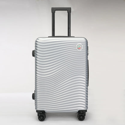 Trolley rigido ABS Stopover da 65cm colore grigio in vista frontale con ruote girevoli