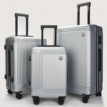 Vista frontale dei trolley ABS Stopover che mostra il design elegante nelle tre misure