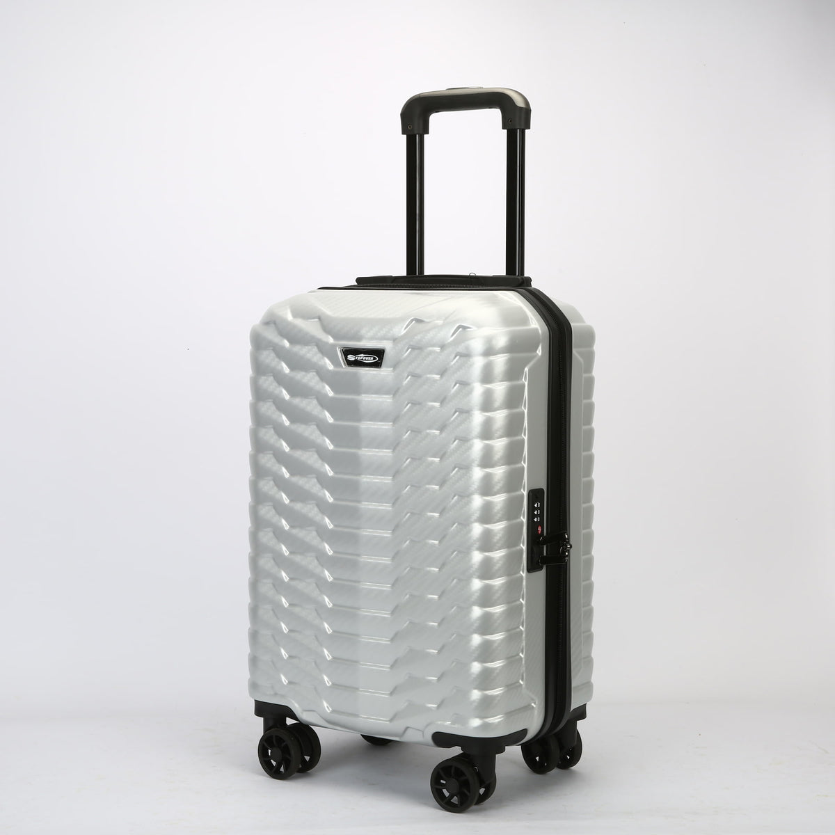 Trolley cabina Voyager bianco 55x34x21 cm in ABS e PC con 4 ruote 360°