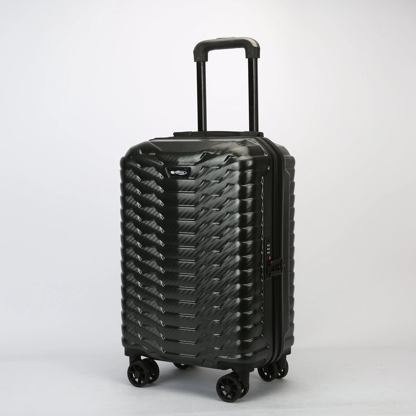 Trolley bagaglio a mano cabina visto frontalmente, leggero e resistente