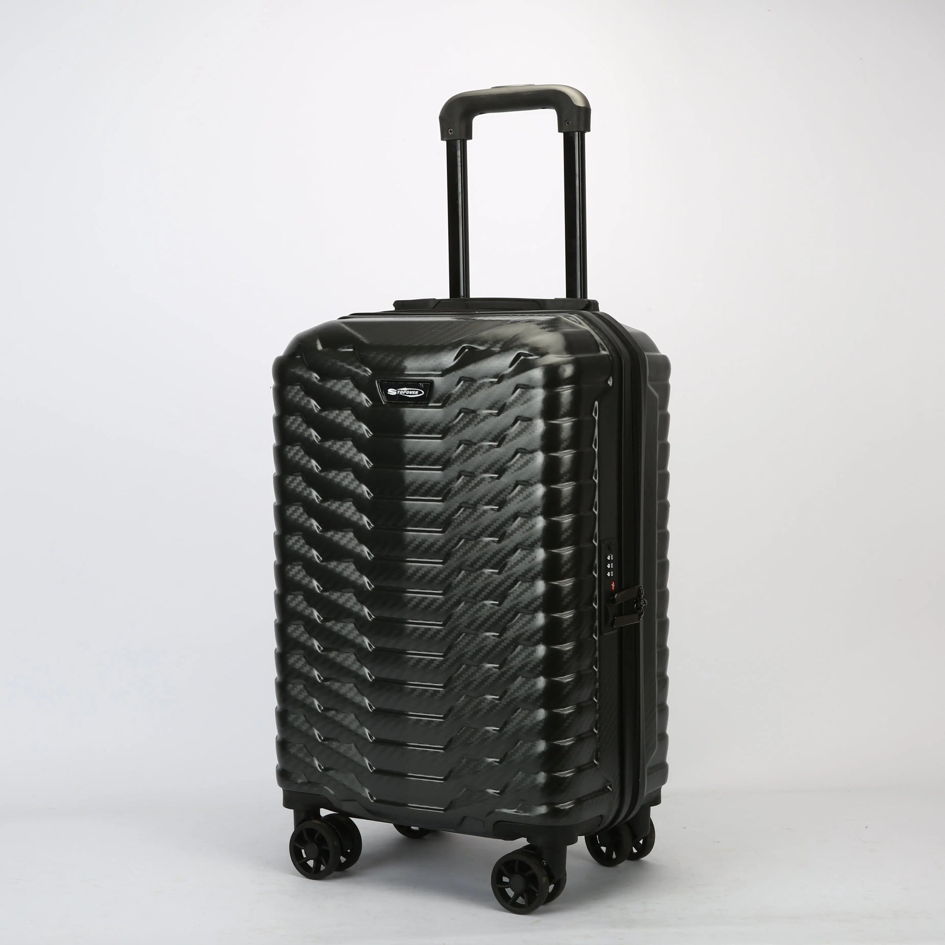 Trolley bagaglio a mano cabina visto frontalmente, leggero e resistente
