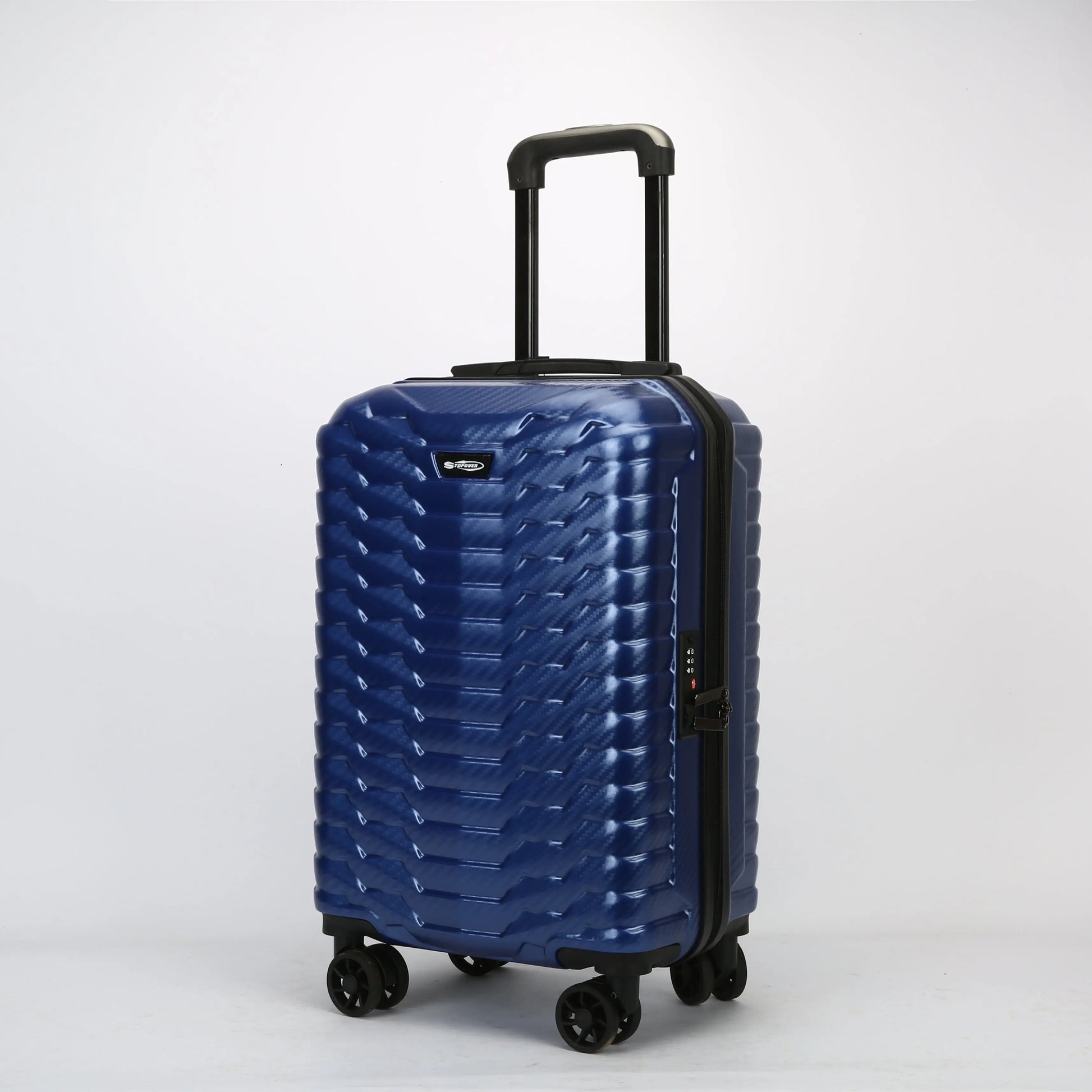 Trolley bagaglio a mano cabina visto frontalmente, leggero e resistente