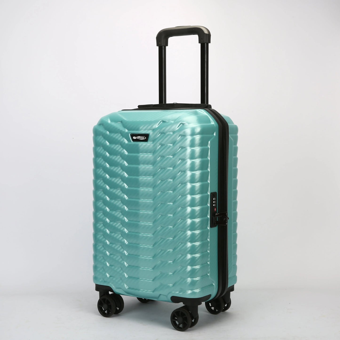 Trolley bagaglio a mano cabina visto frontalmente, leggero e resistente