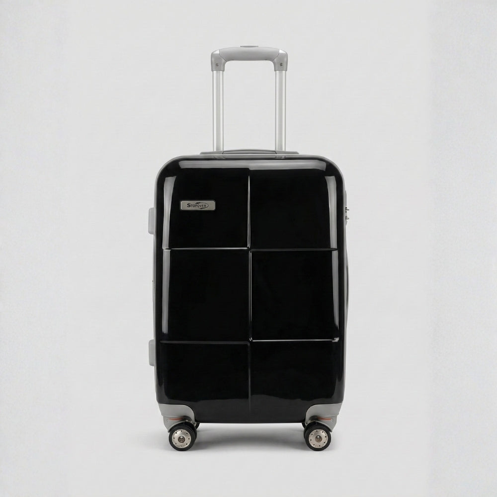 Trolley bagaglio a mano nero 55x37x20 cm compatibile Ryanair Priority, rigido in ABS/PC.