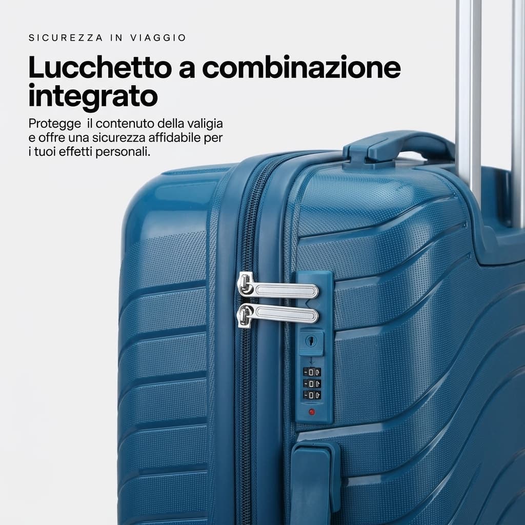 Lucchetto a combinazione integrato del set trolley rigido da viaggio
