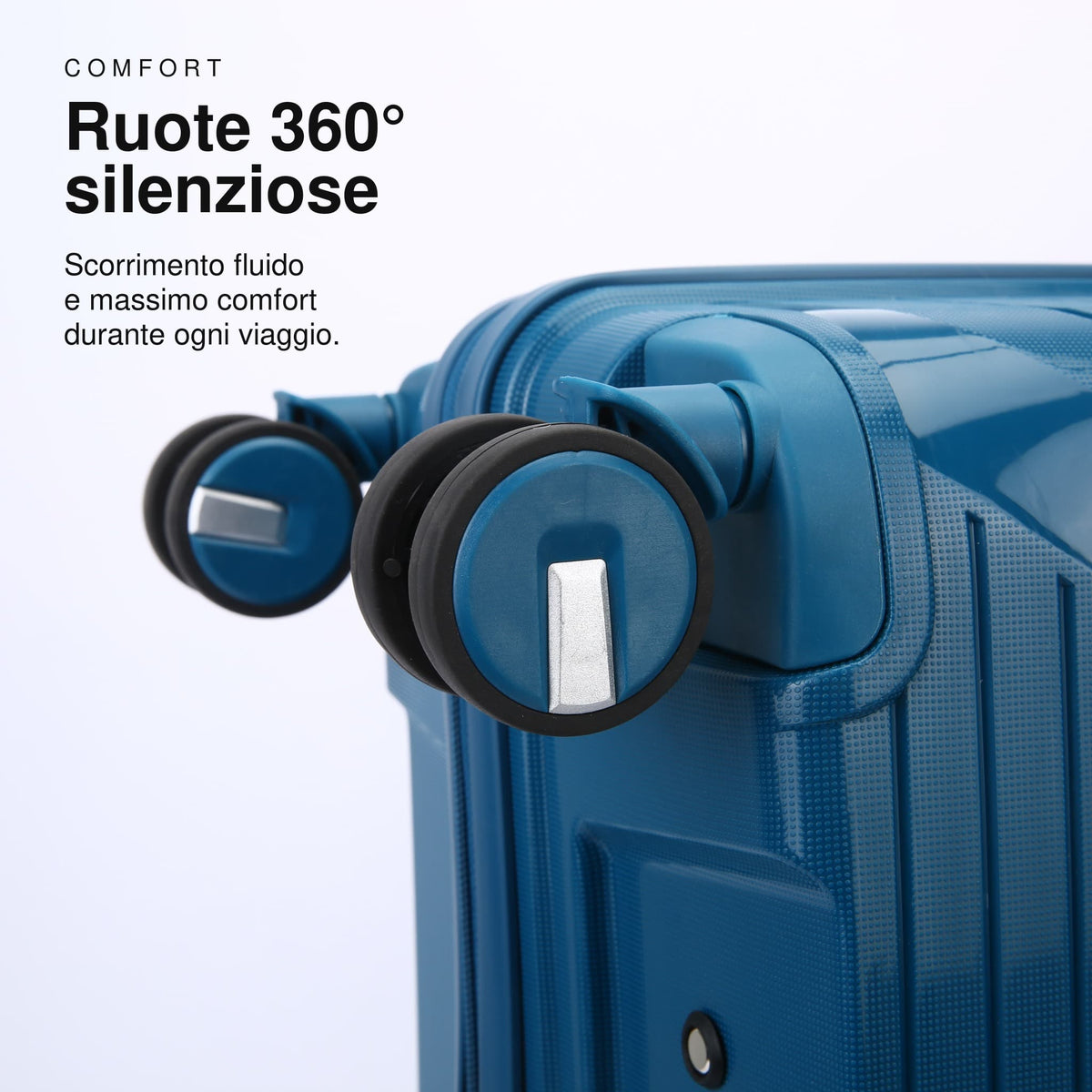 Doppie ruote silenziose a 360 gradi del set trolley rigido da viaggio