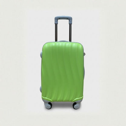Trolley cabina rigido in ABS colore verde, dimensioni 55x38x20 cm, ideale come bagaglio a mano per aereo