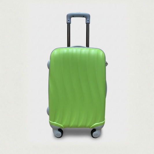 Trolley cabina rigido in ABS colore verde, dimensioni 55x38x21 cm, ideale come bagaglio a mano per aereo