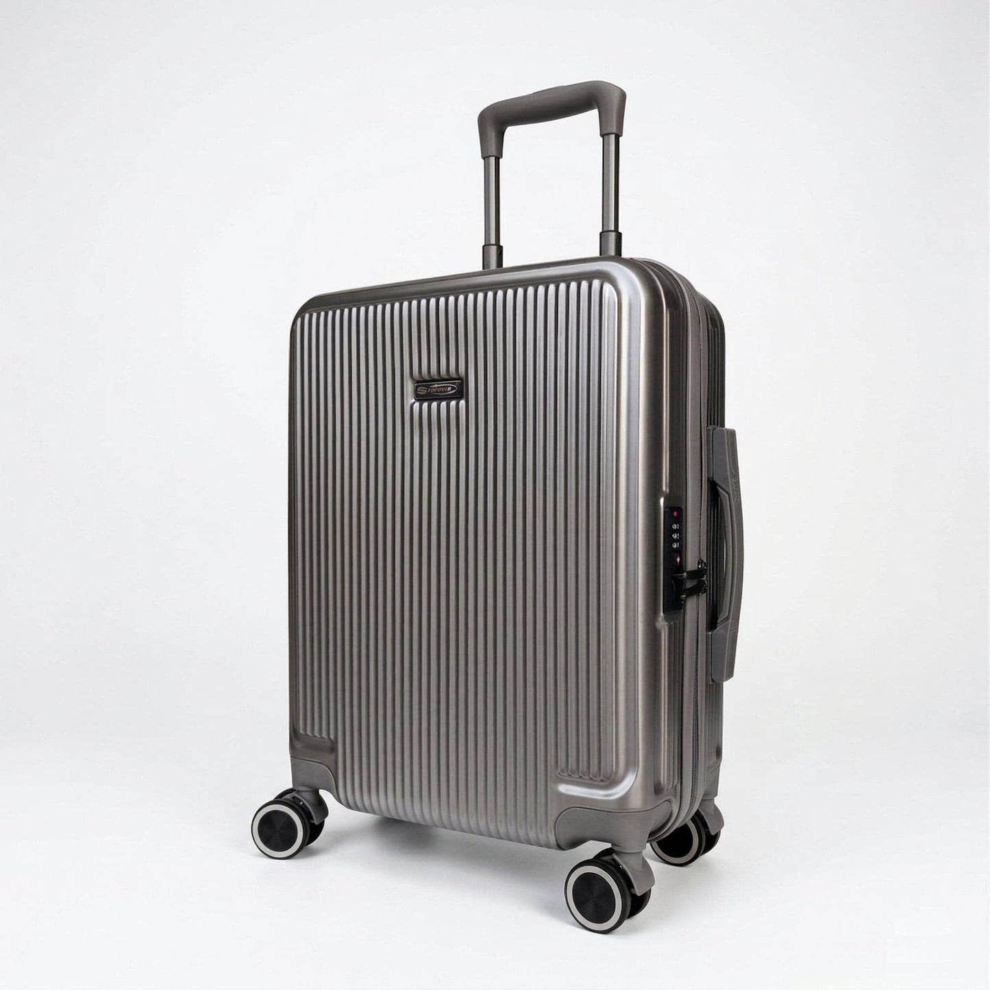 Trolley rigido argento 55x40x20 cm in ABS e PC per Ryanair Priority e Vueling.