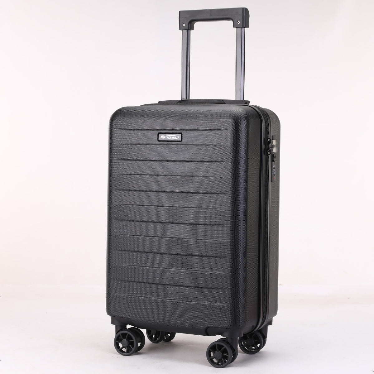 Trolley da cabina rigido Stopover in ABS 55 cm colore nero elegante per bagaglio a mano.