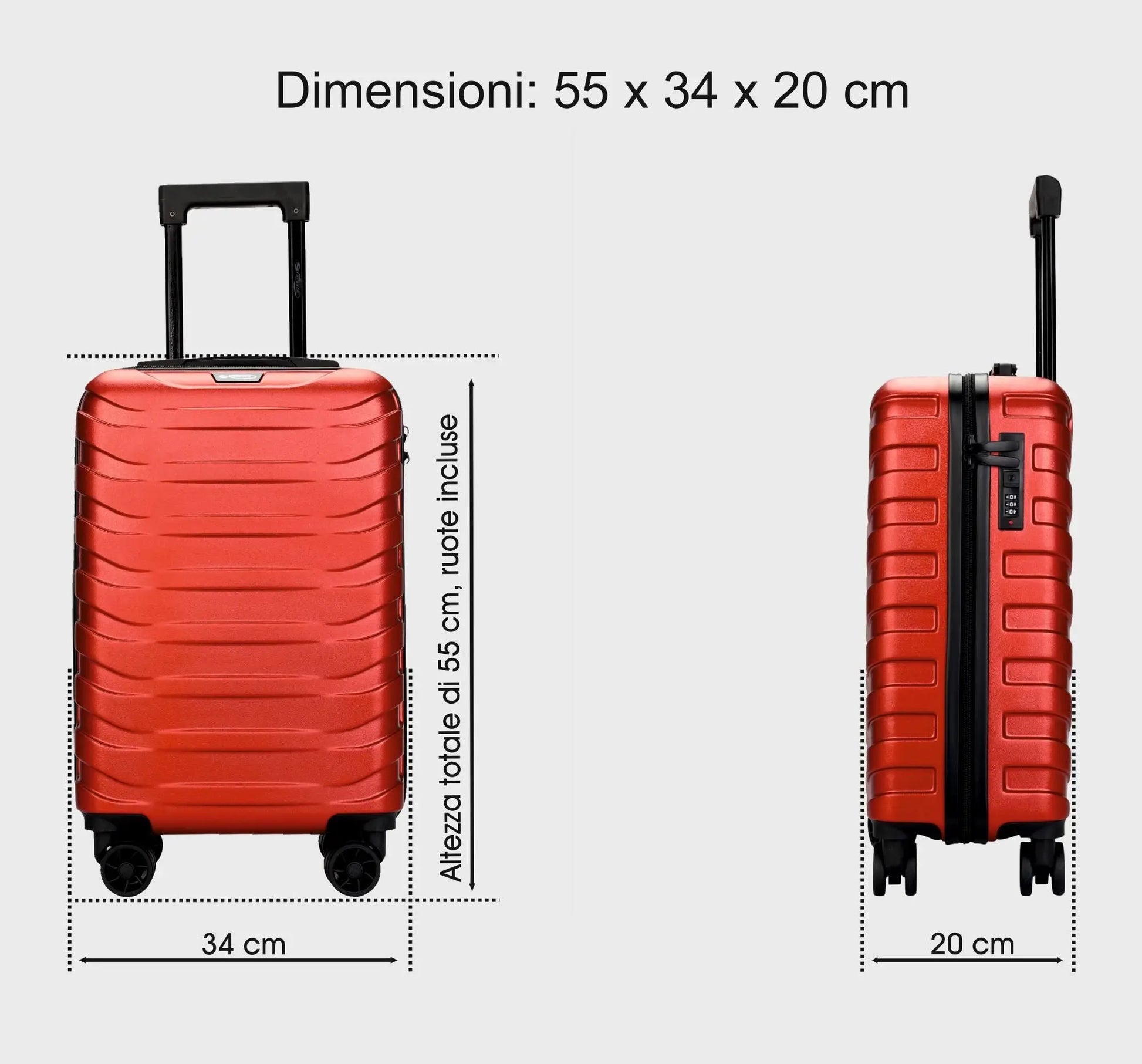 Trolley cabina Stopover in ABS/PC con 4 ruote girevoli, stile moderno, interno organizzato e lucchetto di sicurezza.