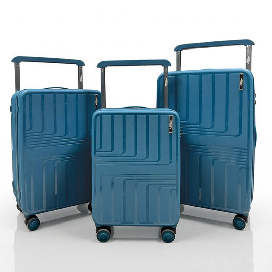 Set 3 Valigie Trolley Rigide in Polipropilene Stopover con Lucchetto TSA Colore Blu