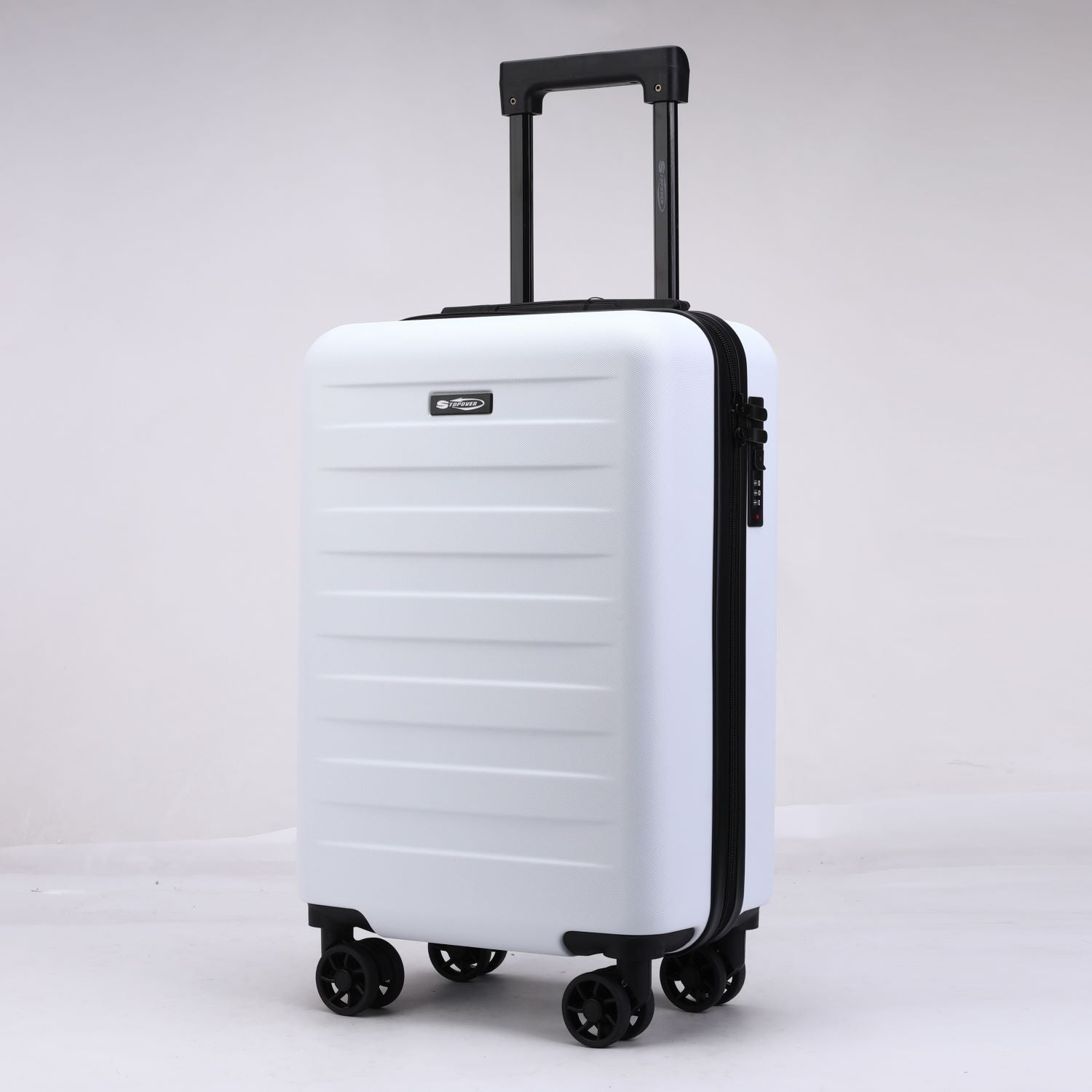 Trolley da viaggio giallo vaniglia pastello, bagaglio a mano leggero in ABS dal design moderno
