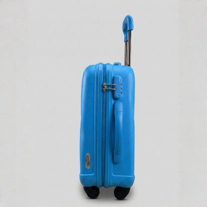 Valigia blu bagaglio a mano con lucchetto di sicurezza integrato e design compatto