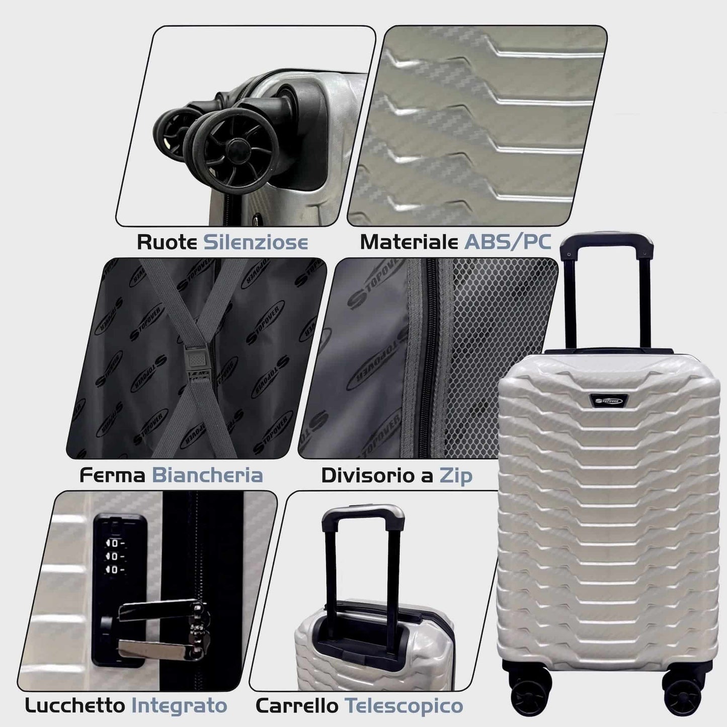 Valigia cabina rigida Stopover con chiusura a combinazione, interno organizzato e design elegante per weekend e spostamenti quotidiani.