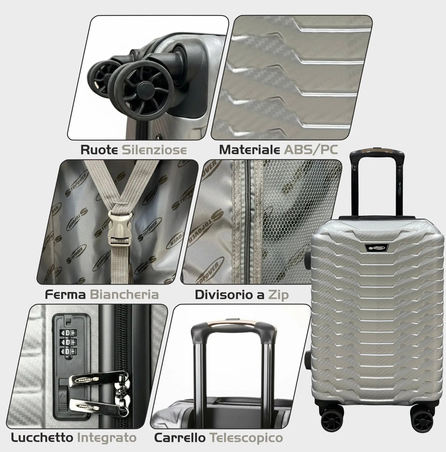 Valigia cabina rigida Stopover con chiusura a combinazione, interno organizzato e design elegante per weekend e spostamenti quotidiani.