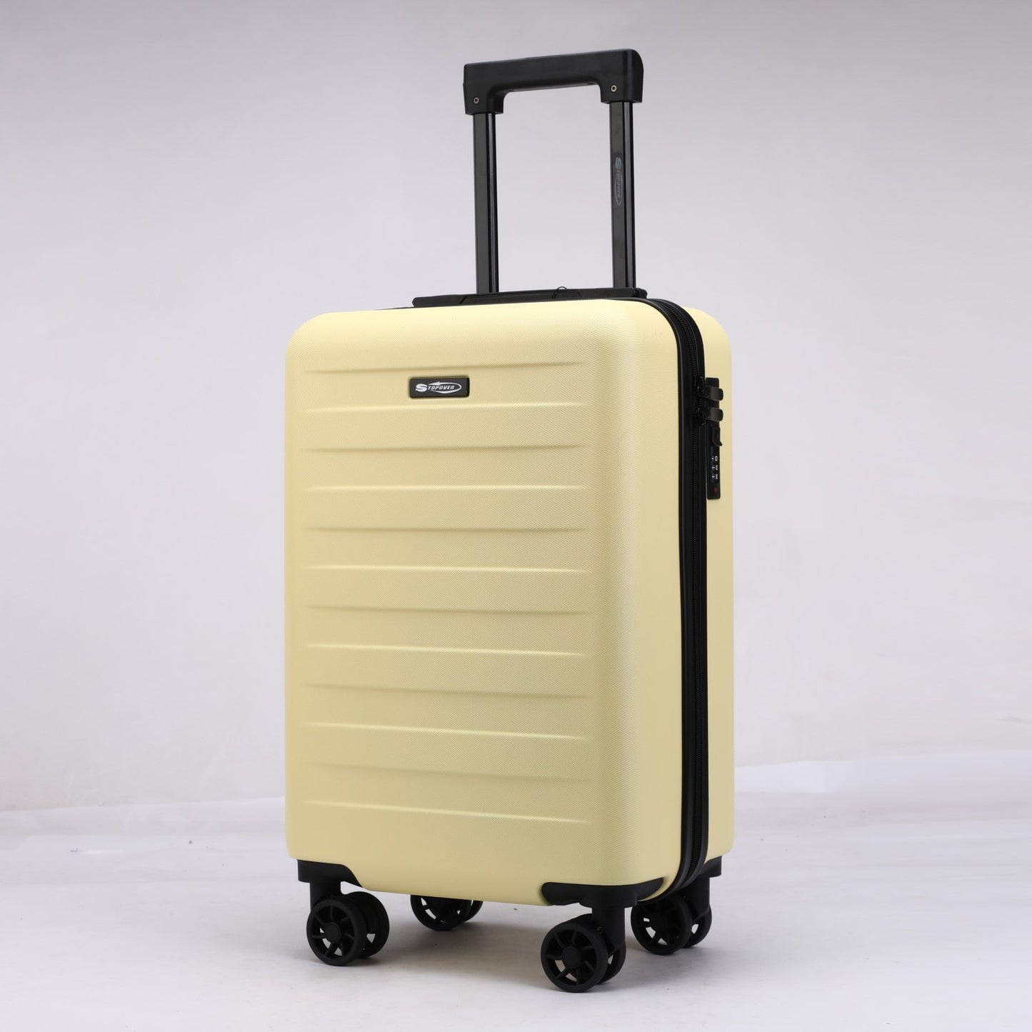 Valigia rigida da cabina colore bianco ghiaccio, compatibile con le misure dei voli low cost.