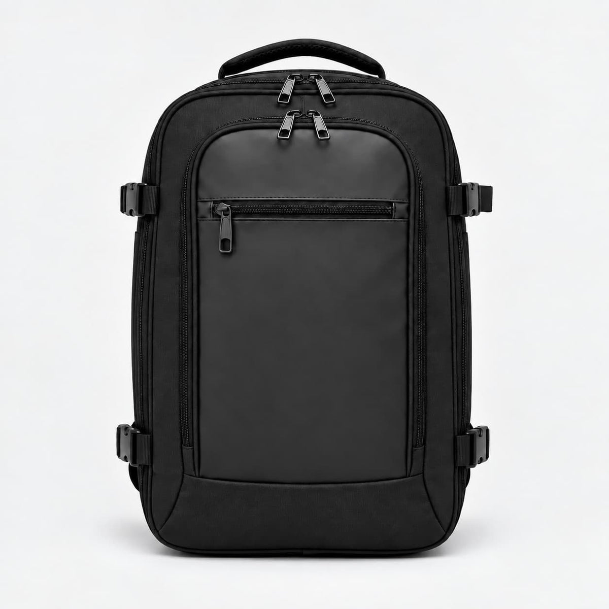 Zaino bagaglio a mano 40x25x20 nero compatto da viaggio con tasca frontale e cinghie laterali