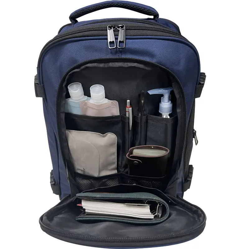Doppie tasche frontali e organizer interno dello zaino compatto